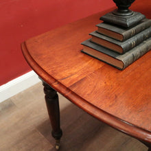 Load image into Gallery viewer, Antique Australian Cedar Drop Leaf Dining or Kitchen Table with Brass Castors. B12228
