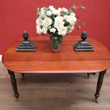 Load image into Gallery viewer, Antique Australian Cedar Drop Leaf Dining or Kitchen Table with Brass Castors. B12228
