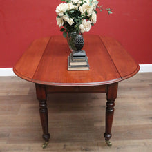 Load image into Gallery viewer, Antique Australian Cedar Drop Leaf Dining or Kitchen Table with Brass Castors. B12228
