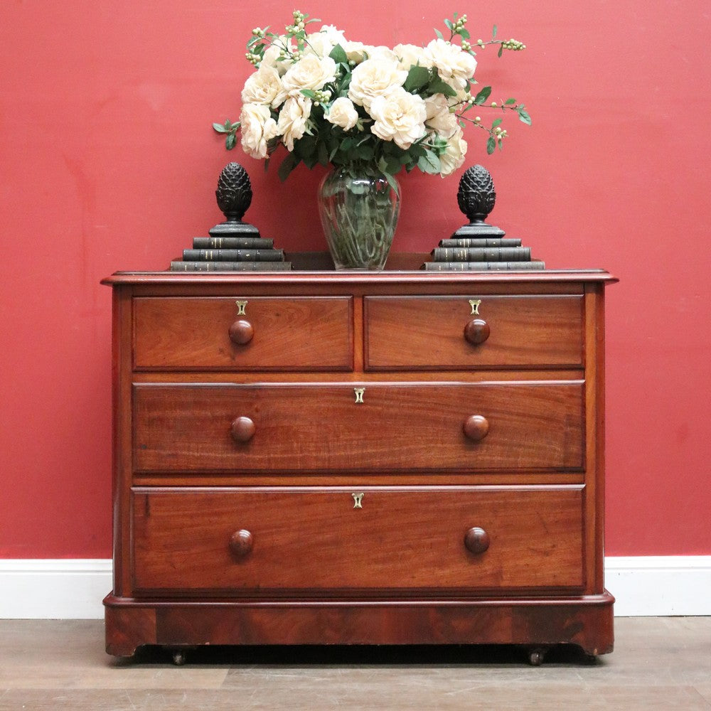 Antique English Mahogany Chest of Drawer, or Four Drawer Hall Cabinet or Cupboard. B12230