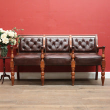 Load image into Gallery viewer, Antique Australian Cedar Court House Seats Chair, Leather Button Back, Seat or Bench. B12247
