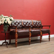 Load image into Gallery viewer, Antique Australian Cedar Court House Seats Chair, Leather Button Back, Seat or Bench. B12247
