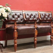 Load image into Gallery viewer, Antique Australian Cedar Court House Seats Chair, Leather Button Back, Seat or Bench. B12247
