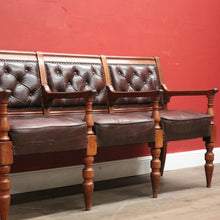 Load image into Gallery viewer, Antique Australian Cedar Court House Seats Chair, Leather Button Back, Seat or Bench. B12247
