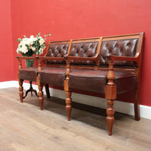 Load image into Gallery viewer, Antique Australian Cedar Court House Seats Chair, Leather Button Back, Seat or Bench. B12247
