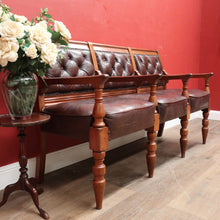 Load image into Gallery viewer, Antique Australian Cedar Court House Seats Chair, Leather Button Back, Seat or Bench. B12247
