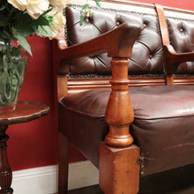 Load image into Gallery viewer, Antique Australian Cedar Court House Seats Chair, Leather Button Back, Seat or Bench. B12247
