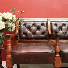 Load image into Gallery viewer, Antique Australian Cedar Court House Seats Chair, Leather Button Back, Seat or Bench. B12247
