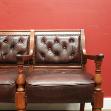 Load image into Gallery viewer, Antique Australian Cedar Court House Seats Chair, Leather Button Back, Seat or Bench. B12247
