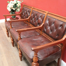 Load image into Gallery viewer, Antique Australian Cedar Court House Seats Chair, Leather Button Back, Seat or Bench. B12247
