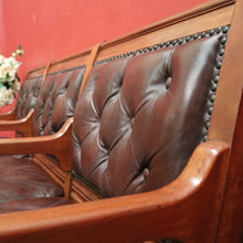 Load image into Gallery viewer, Antique Australian Cedar Court House Seats Chair, Leather Button Back, Seat or Bench. B12247
