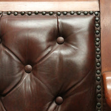 Load image into Gallery viewer, Antique Australian Cedar Court House Seats Chair, Leather Button Back, Seat or Bench. B12247
