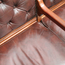 Load image into Gallery viewer, Antique Australian Cedar Court House Seats Chair, Leather Button Back, Seat or Bench. B12247
