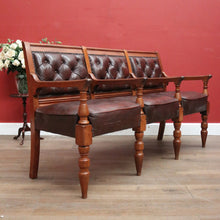 Load image into Gallery viewer, Antique Australian Cedar Court House Seats Chair, Leather Button Back, Seat or Bench. B12247
