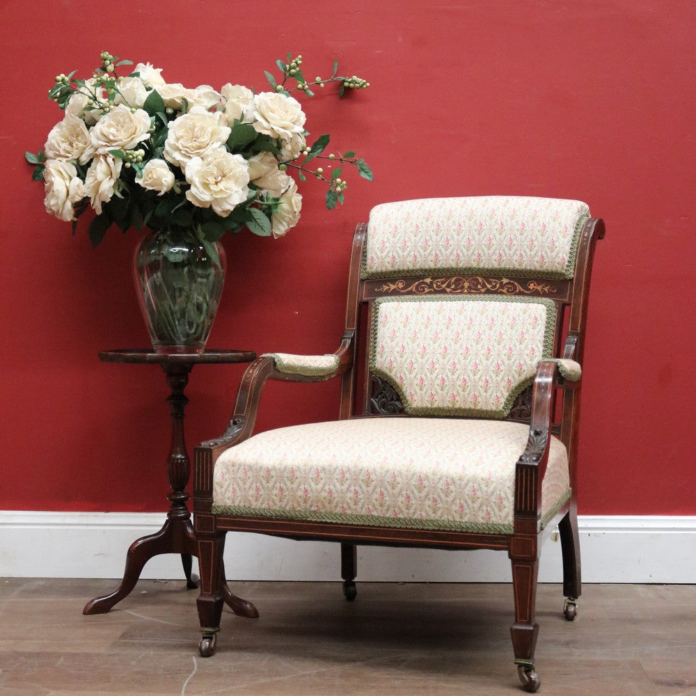 Antique French Armchair, Inlay to the timber. Suitable for the Hall, Bedroom or Living. B12240