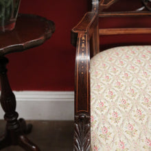 Load image into Gallery viewer, Antique French Chair, Padded back and Seat, Floral Fabric, Bedroom, Living or Hall Arm Chair. B12241
