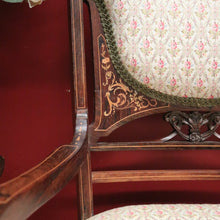 Load image into Gallery viewer, Antique French Chair, Padded back and Seat, Floral Fabric, Bedroom, Living or Hall Arm Chair. B12241
