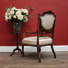 Load image into Gallery viewer, Antique French Chair, Padded back and Seat, Floral Fabric, Bedroom, Living or Hall Arm Chair. B12241
