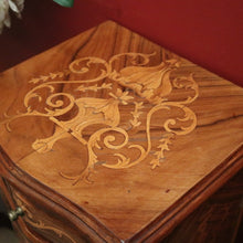 Load image into Gallery viewer, A Pair of French Walnut and Marquetry Inlay 4 Drawer Bedside Cabinets or Lamp Tables. B12242
