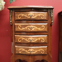 Load image into Gallery viewer, A Pair of French Walnut and Marquetry Inlay 4 Drawer Bedside Cabinets or Lamp Tables. B12242
