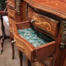 Load image into Gallery viewer, A Pair of French Walnut and Marquetry Inlay 4 Drawer Bedside Cabinets or Lamp Tables. B12242
