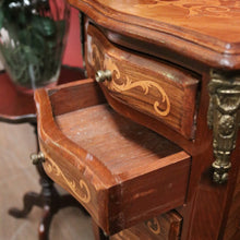 Load image into Gallery viewer, A Pair of French Walnut and Marquetry Inlay 4 Drawer Bedside Cabinets or Lamp Tables. B12242
