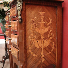 Load image into Gallery viewer, A Pair of French Walnut and Marquetry Inlay 4 Drawer Bedside Cabinets or Lamp Tables. B12242
