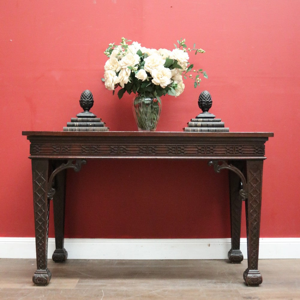 Antique French Mahogany Hall Table or Side, Sofa, Entry Table with Fretwork Detail. B12246