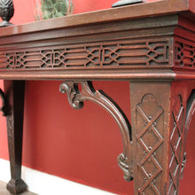 Load image into Gallery viewer, Antique French Mahogany Hall Table or Side, Sofa, Entry Table with Fretwork Detail. B12246
