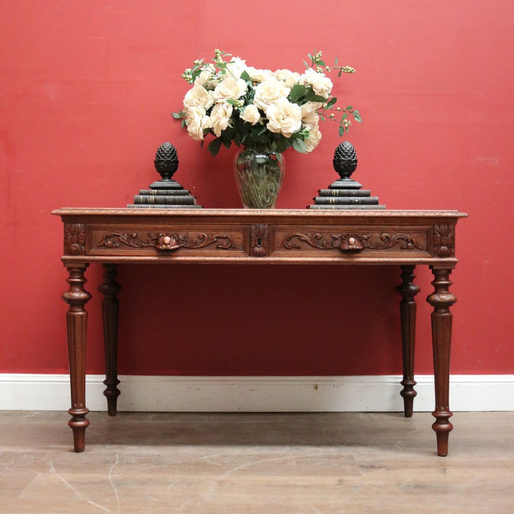 Antique French Office Desk. Two Drawer Desk with Pull-out Slides or Hall Table. B12239