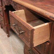 Load image into Gallery viewer, x SOLD Antique French Office Desk with Six Drawers Parquetry Top, Floral Detail. B12232
