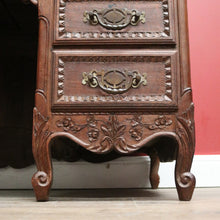 Load image into Gallery viewer, x SOLD Antique French Office Desk with Six Drawers Parquetry Top, Floral Detail. B12232
