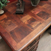 Load image into Gallery viewer, x SOLD Antique French Office Desk with Six Drawers Parquetry Top, Floral Detail. B12232
