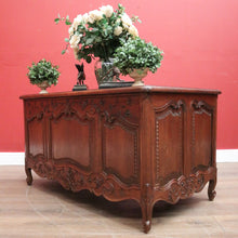 Load image into Gallery viewer, x SOLD Antique French Office Desk with Six Drawers Parquetry Top, Floral Detail. B12232
