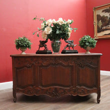 Load image into Gallery viewer, x SOLD Antique French Office Desk with Six Drawers Parquetry Top, Floral Detail. B12232
