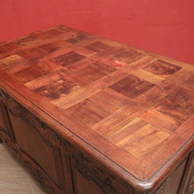 Load image into Gallery viewer, x SOLD Antique French Office Desk with Six Drawers Parquetry Top, Floral Detail. B12232
