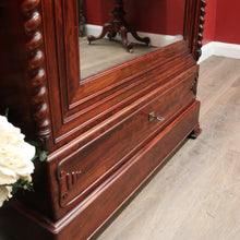 Load image into Gallery viewer, Antique French Walnut and Mirror Linen Press or Hall Cabinet with Mirror Door. B12238
