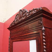 Load image into Gallery viewer, Antique French Walnut and Mirror Linen Press or Hall Cabinet with Mirror Door. B12238
