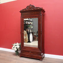 Load image into Gallery viewer, Antique French Walnut and Mirror Linen Press or Hall Cabinet with Mirror Door. B12238
