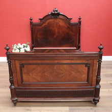 Load image into Gallery viewer, Antique French Rosewood Bed, Double. includes slat base, Foot, Headboard, Side Rails. B12237
