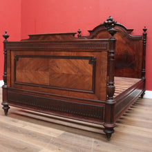 Load image into Gallery viewer, Antique French Rosewood Bed, Double. includes slat base, Foot, Headboard, Side Rails. B12237
