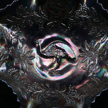 Load image into Gallery viewer, x SOLD Carnival Glass EMU, Black Amethyst Emu Bowl Australian Crown Crystal Master Bowl B11094
