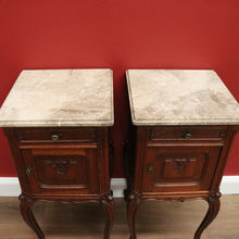 Load image into Gallery viewer, x SOLD Antique French Bedside Cabinet, French Oak and Marble Top Bedside Tables B10554
