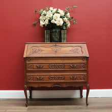 Load image into Gallery viewer, Vintage French Oak Drop Front Writing Bureau Desk with Chest of 2 Drawers Below B10638
