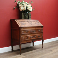 Load image into Gallery viewer, x SOLD Vintage French Oak Drop Front Writing Bureau Desk with Chest of 2 Drawers Below B10638
