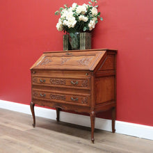 Load image into Gallery viewer, x SOLD Vintage French Oak Drop Front Writing Bureau Desk with Chest of 2 Drawers Below B10638
