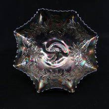 Load image into Gallery viewer, x SOLD Carnival Glass EMU, Black Amethyst Emu Bowl Australian Crown Crystal Master Bowl B11094
