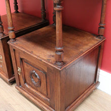 Load image into Gallery viewer, x SOLD Pair of Antique French Bedside Cabinets, Lamp Tables with Tier Storage B10573
