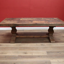 Load image into Gallery viewer, x SOLD Vintage French Style Country Dining Table, Slab Top Table, with large Pedestals B11239
