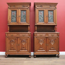 Load image into Gallery viewer, Antique Sideboard, French Oak and Lead Light Two Height Sideboard Hall Cabinet B10864
